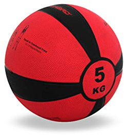 Train Hard Medizinball 1-12 kg, Gummi Gewichtsball in 10 Farbig, Professionelle Gymnastikball für Krafttraining, Crossfit und Fitness (5 KG - Rot)