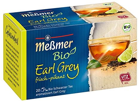 Meßmer Bio Earl Grey (aromatisiert) | frisch-pikant | 20 Teebeutel | Vegan | Glutenfrei | Laktosefrei