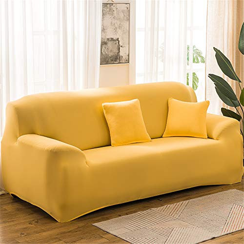 Surwin Sofabezug Sofa Überwürfe 1 2 3 4 Sitzer, Muster Elastische Universal Sofahusse Sofa Abdeckung Stretch Schonbezug Couchbezug für Armlehnen Sofa (Ei gelb,3 Sitzer (190-230cm))