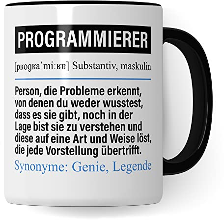 Tasse Programmierer lustig, Programmierer Geschenk Beruf, Spruch Kaffeebecher Programmieren Geschenkidee, Beruf Developer Entwickler IT Computer Kaffee-Tasse Teetasse Becher