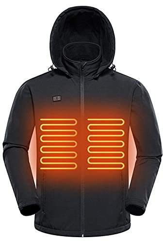 Heated Softshell Jacket for Women, Outdoor Winter Slim Fit Cold-Proof Coat, Heating zone at the front and rear