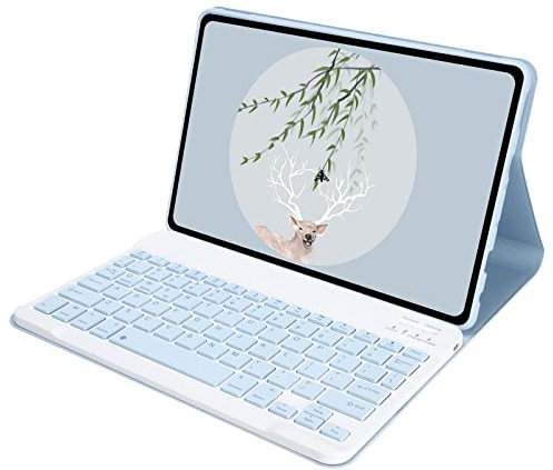 BAUBEY Keyboard Case for All-New Fire HD 10 and Fire HD 10 Plus Tablet (Only Compatible with 11th Generation 2021 Release), Slim Shockproof Cover with Detachable Bluetooth Keyboard (Sky Blue)