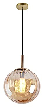 LFsem Lámpara colgante de globo de cristal ámbar de 20 cm Lámpara colgante de bola de cristal para isla de cocina (ámbar)