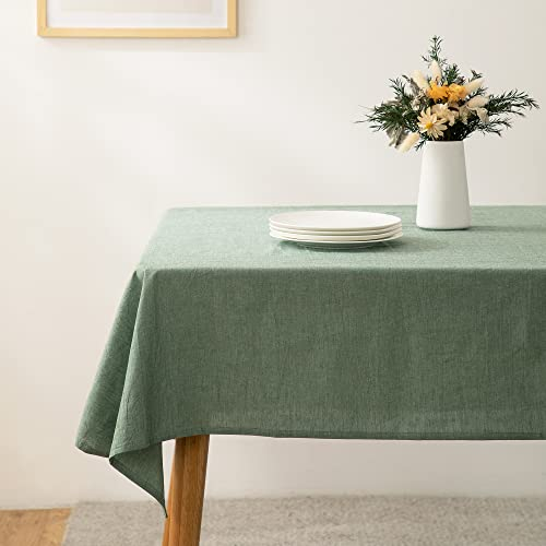 ATsense Tischdecke, Tischdecke Grün, Tischdecken Leinenoptik-100% Gewaschener Baumwolle Eckig Tischtuch 140x180 cm
