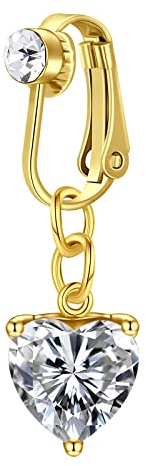 Crdifu Or Faux Nombril Anneaux Non Perc¨¦ Nombril Clip sur Anneaux Faux Faux Piercing Papillon Coeur