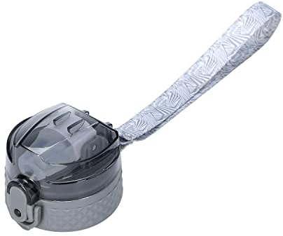 OLDLEY Replacement Straw Lid for 450ml Water Bottle, Leakproof Dustproof One-Click Open Cap with Carry Strap (Grey)