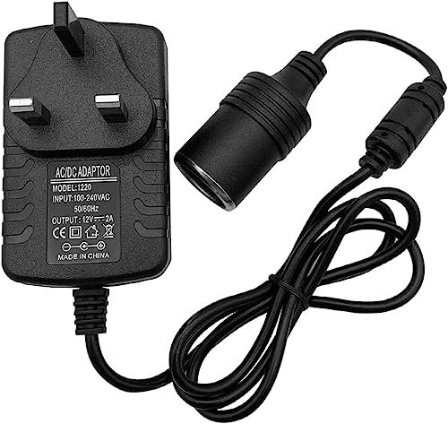 Car Power Inverters Adapter,Car Plug Adapter to UK Plug, Car Cigarette Lighter 100V-240V 2A AC Mains to 12V DC Car Converter Socket Voltage Power Adapter Household Cigarette Lighter