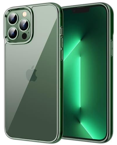 JETech Case for iPhone 13 Pro 6.1-Inch, Non-Yellowing Shockproof Phone Bumper Cover, Anti-Scratch Clear Back (Alpine Green)
