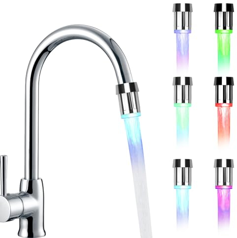 3 Pezzi Acqua Rubinetto LED Colorato con 7 Colori Rubinetto Intelligente del LED, Accessori per Rubinetti da Cucina e Bagno