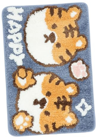 Dekorative Tiger Fußmatte Rutschfest aus Polyester für Eingangsbereich | Saugfähig und Bequem, für Zuhause und Bad, Leichtes Modell für Kinder und Schwangere