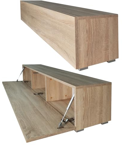 Milionmeblicom Fernsehtisch Fernsehschrank TV Verdeckter Griff mit Soft-Close Lowboard Hängeschrank- Hängend Oder Stehend für Wohnzimmer -Sonoma-Eiche Matt 30x160x30 HxBxT