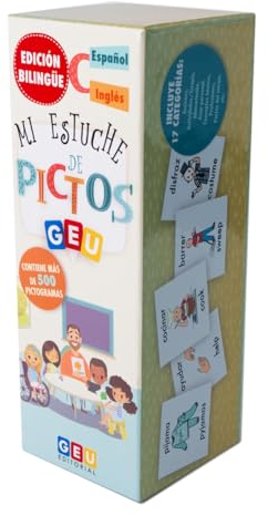 Pictogramas Autismo Español | Juegos Aprender a Leer | Mi Estuche de Pictos - Editorial GEU (Bilingüe Español/Inglés - 500 Tarjetas)