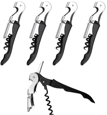 5Pcs Waiter's Corkscrew, 3 in 1 Wine Opener Set, Waiter's Friend, Professional Waiters Corkscrew for Servers, Bottle Opener, Wine Accessory(Black)