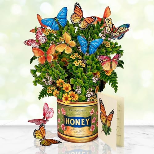 3D Geburtstagskarte Frau Pop Up, Geburtstagsgeschenk für MaMa&Frauen, Renteneintritt Geschenk Frau Butterblumen Und Schmetterlinge Geschenk Für MaMa, Frauen, Freundin,Lehrer, Kollegen