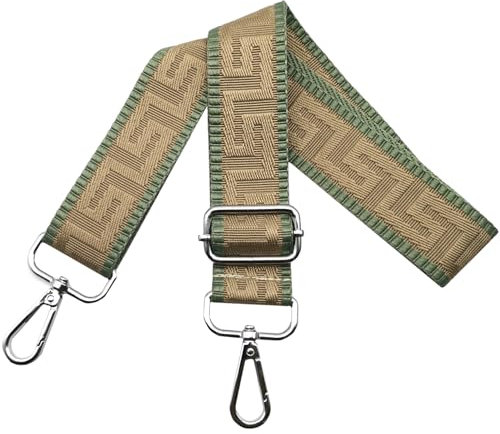 Schultergurt für Tasche Taschengurte zum Wechseln, Verstellbar Taschengurt Breit 3.8cm mit Silber Karabiner - Taschenband Schulterriemen Tragegurt für Handtaschen Damen, Khaki/Grün, K6