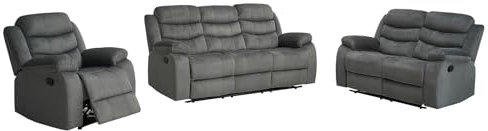 HTI living 3 Sitzer 2 Sitzer Sessel Kirwall Couch Sessel mit Fußstütze Grau