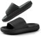 IDEINER Wolken Badelatschen Damen Herren Original Cloud Slippers Hausschuhe Wolkenschuhe Schuhe Cozy Slides Wolken Schlappen Dicke Sohle Orthoslipper Pantoletten Weich Schwarz Gr. EU 44/45
