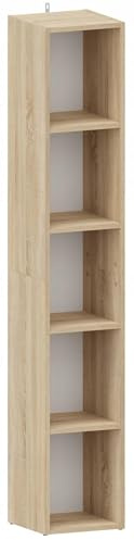 MATKAM Offenes Hochregal BODO DUAL R30O, H175 x B30 x T30 cm, 4 Bretter und 5 Fächer, Bücherregal ideal für Büro und Zuhause (Sonoma Eiche)
