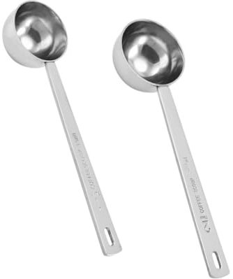 Cabilock 3sets Scale Seasoning Spoon Jug Machine Handle Serve Scoops Spoons Grinders Filter Holder Cups Mug Decaf Reusable Lid Maker Teaspoon Coffee Bean Scoop Stainless Steel Silver 2pcs*3