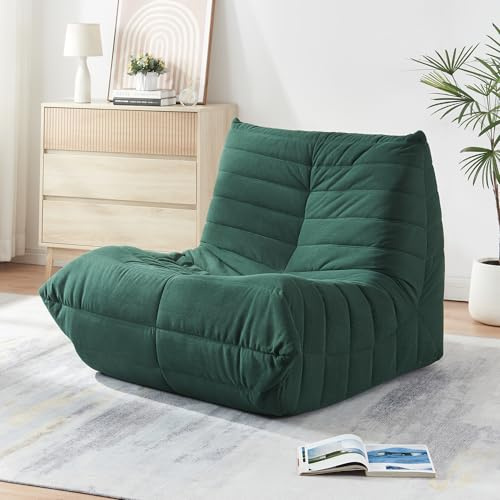[en.casa] Bodensessel Kodsø Bodenstuhl mit Rückenlehne Lesesessel gepolstert Bodenkissen Sitzsack Sofa Cord Bodensofa 75 x 90 x 100 cm Relaxsessel Grün