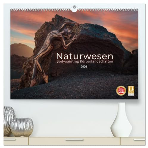 Naturwesen - Bodypainting Körperlandschaften (hochwertiger Premium Wandkalender 2026 DIN A2 quer), Kunstdruck in Hochglanz: Fantasievolle Bodypaintings in surrealen Landschaften (CALVENDO Kunst)