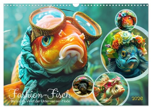 Fashion-Fisch. Die lustige Welt der Unterwasser-Mode (Wandkalender 2026 DIN A3 quer), CALVENDO Monatskalender: Modischer Stil und Humor in Teich und Aquarium (CALVENDO Tiere)