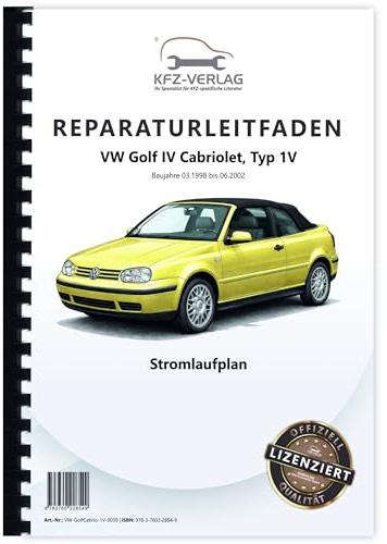 VW Golf 4 Cabrio 1V (98-02) Schaltplan Stromlaufplan Verkabelung Elektrik Pläne Buch Werkstatthandbuch Reparaturhandbuch Reparaturleitfaden KFZ-Verlag