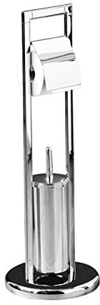 Premier Housewares 1600967 Toilet Roll Holders Free Standing Toilet Brushes And Holders Sets Brush Holder Toilet Roll Storage Free Standing 75.5 X 22 X 22 Cm, Silver
