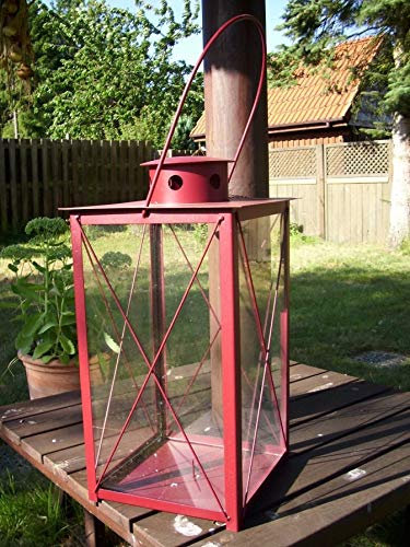 KUHEIGA NEU Stabile Stalllaterne Laterne Höhe 73cm Rot/Dunkelrot