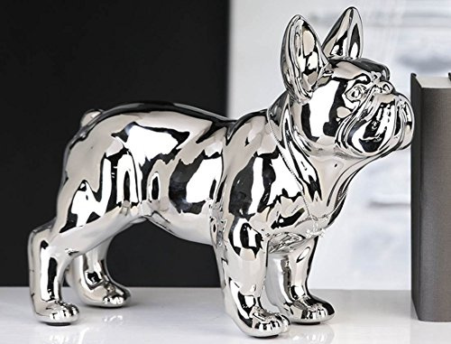 Casablanca - Skulptur, Figur - Bulldogge - Bulli - Silber - Höhe: 29 cm - Keramik
