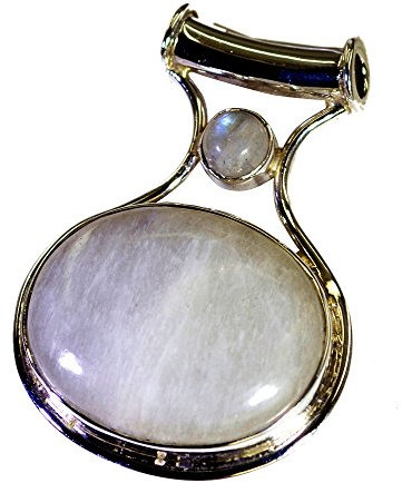 Kettenanhänger aus Silber mit echtem Regenbogen-Mondstein, Juni-Geburtsstein, oval, Chakra-Heilstein