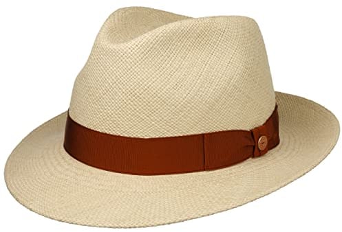 Mayser Albenga Panama Bogarthut Panamahut Strohhut Sommerhut Sonnenhut Herren - Made in The EU mit Ripsband, Ripsband Frühling-Sommer Sommer - 55 cm Natur-rost