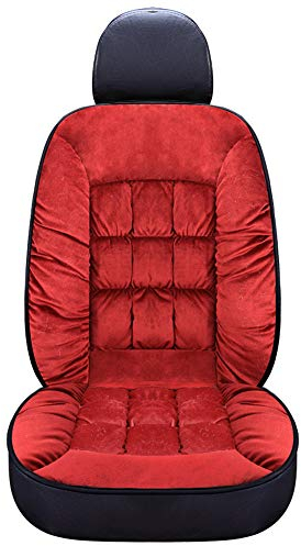 1 pcs Plüsch Auto Sitzauflage, Universal Vordersitzbezug Autositzbezug, Winter Warme Sitzkissenbezug für Auto Vollbezug (Rot)