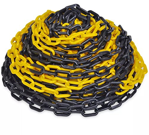 yorten 30m Kunststoff Absperrkette 30 Meter Parkplatzsperre Kette aus Kunststoffkette Durchmesser 6mm Gelb und schwarz