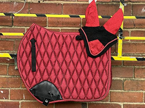 Equipride GP Sattelpolster mit passendem Fliegenvlies, glitzernd, Rot (Pony)