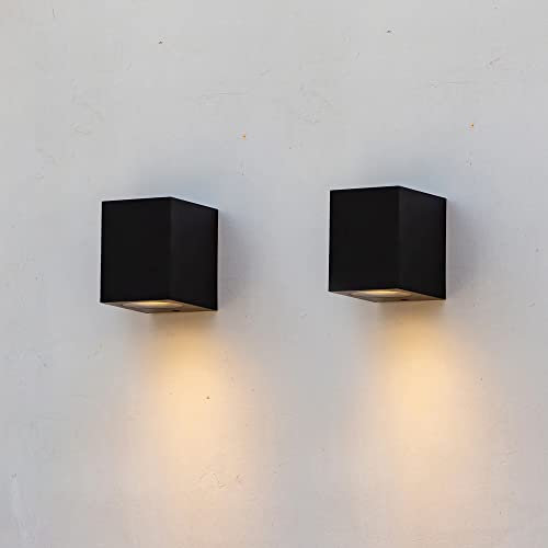 FUDESY Moderne LED-Wandlampe, Wandleuchte, 7 W, GU10, IP54, Kunststoff, einköpfig, schwarz, quadratisch, für den Innen- und Außenbereich, Flur, Balkon, Garten, Schlafzimmer