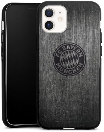 Silikon Hülle kompatibel mit Apple iPhone 12 Case schwarz Handyhülle Metallic Look FCB FC Bayern München