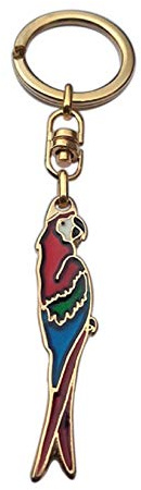 Perroquet Ara Porte-clés plaqué or - Idée cadeau originale pour les passionnés. Pendentif H 5,5 cm - Bijou artisanal