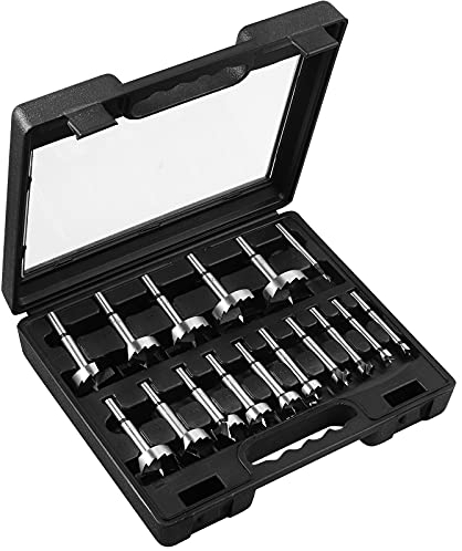 Forstnerbohrer Set, AMTOVL 16 teiliges Holzbohrer Forstner-Bit 6,35-53,98 mm Hartstahl Bohrer Set mit Aufbewahrungskoffer für schnelles Schneiden von Holzbearbeitung Möbel Türbohren