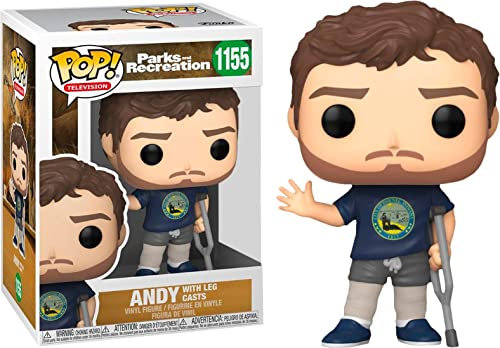 POP! Parks and Recreation 1155 Andy with Leg Casts Exclusive + Protection Case