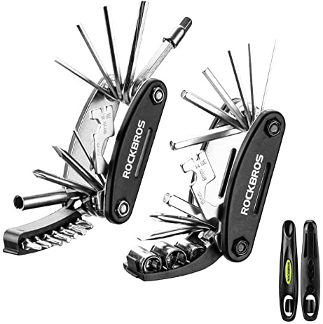 ROCKBROS 16 In 1 Multi-Function Bike Tool Kit - Portable Foldable Bike Multitool Cycling Tool Kit With Allen Wrench, Tire Levers
