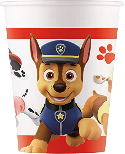 Procos 93470 Paw Patrol Ready for Action Party Cups Maximum Capacity 200 ml Pack of 8 Disposable Paper Cups Children's Birthday Party Tableware FSC® Mix