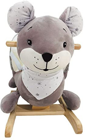 Triis Kids Seven Plüschtier Maus, für Babys (10/36 Monate), 60 x 50 cm, Sockel aus Holz, ergonomischer Sitz und 3-Punkt-Gurt