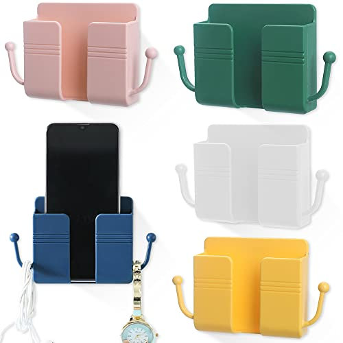 X-BLTU Soporte Movil Pared,Soportes para Móviles,Soporte de Cargador de Yeléfono móvil de Montaje en Pared de 5 Piezas,Soporte de Pared Adhesivo para Teléfono Celular