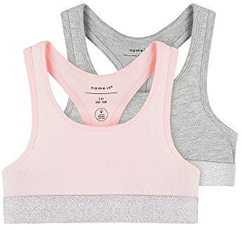 NAME IT Mädchen Nkfshort Top 2p Noos Unterhose, Barely Pink/Pack:w/ Grey Melange, 122 EU