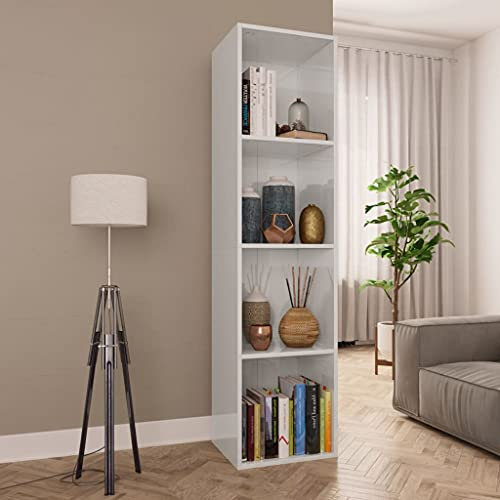 Atlojoys Étagère Bibliothèque/Meuble TV Étagère de Rangement pour Salon Blanc Brillant 36x30x143 cm Aggloméré