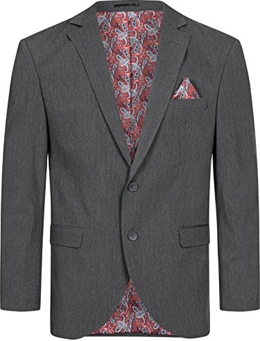 Indumentum Herren Sakko Blazer Sportlich Jacke Jackett Slim Fit Herrensakko Übergangsjacke Herrenblazer Anzugjacke Paisleymuster IJS-103 Dunkelgrau 4XL