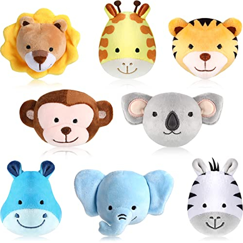 Skylety 8 Stück Mini Kuscheltier Plüschtiere Schlüsselanhänger Kindergarten Geschenke für Kinder Kleine Mitgebsel 8 cm Kuscheltier Löwe Koala Tiger Elefant Stofftiere für Geburtstag Gastgeschenke
