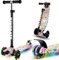 Cutemelo Trotinette Enfant 3 Roues de 3 à 12 Ans Trottinette Trois Roues avec LED Lumières Clignotantes et Guidon Réglable en Hauteur Scooter Antidérapant pour Filles et Garçons (Fleurs)
