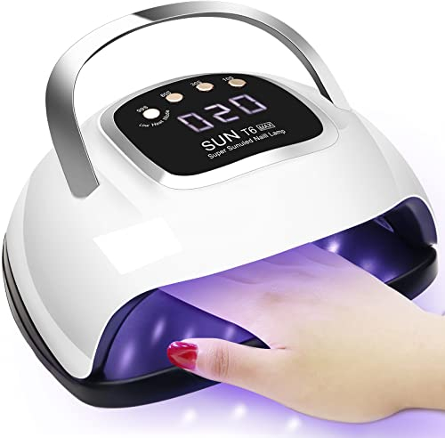 LKE Lampe UV Ongles Gel, 268W Lampe UV Ongles avec 4 Minuteries,60 LED, Automatique, Écran Tactile, Poignée Portable Séchoirs à Ongles pour Tous les Vernis Gel UV, Cadeau Parfait (S9)